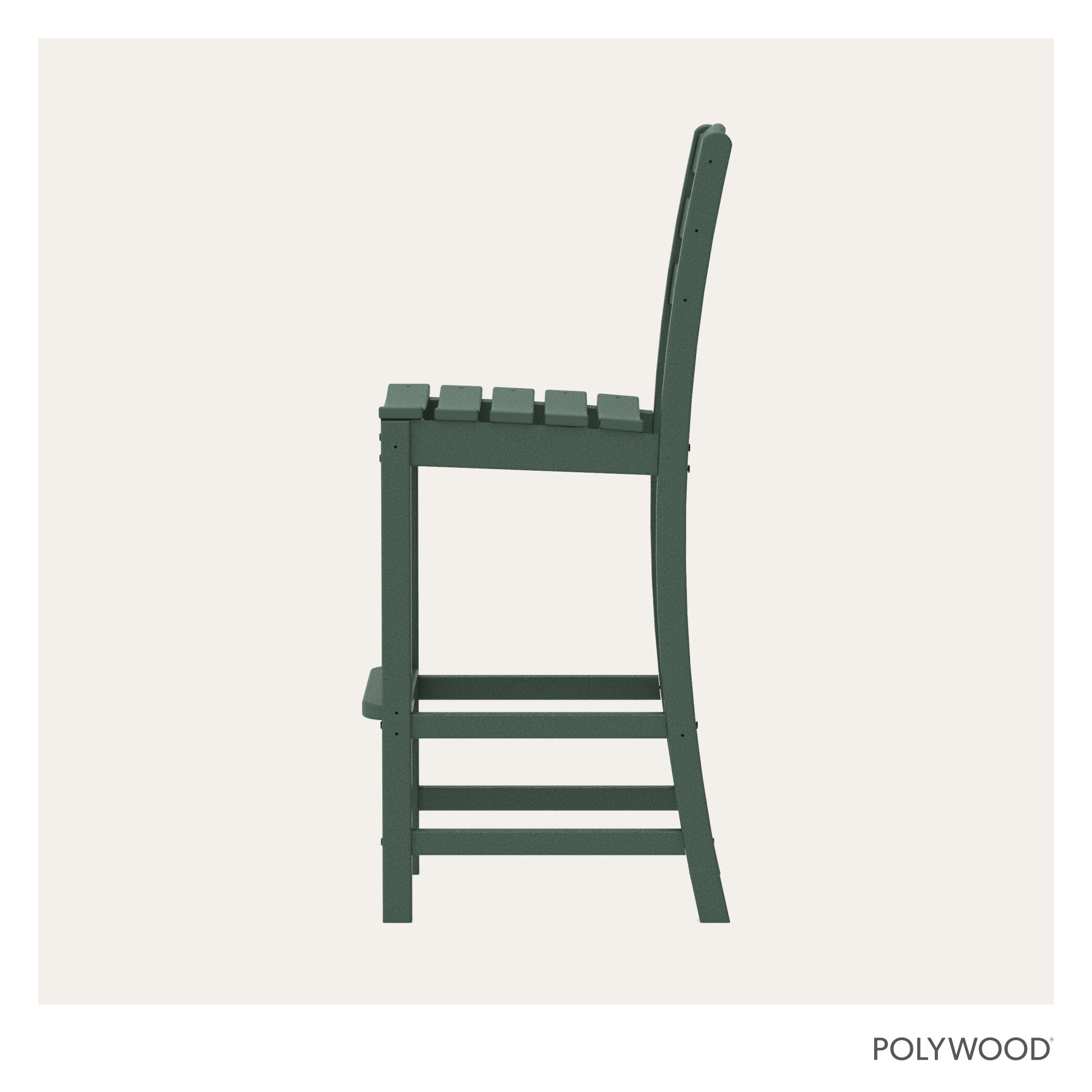 POLYWOOD La Casa Café 47.13'' Armless Outdoor Bar Stool, Dark Green