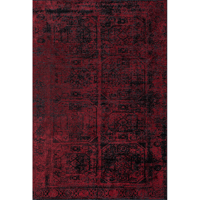 Rapture Black/Red Oriental Luxury Area Rug, Rectangle 7'10" x 11'2"