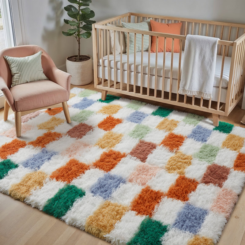 Tapis à poil long Celi, Rectangle 6 pi x 9 pi, Multicolore