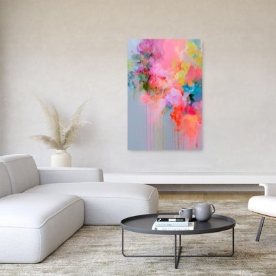 Vibrant Colorful Floral Abstract Abstract Colorful Contemporary Lavender Spring Summer Wall Art Print 1 Piece Wrapped Canvas Wall Art