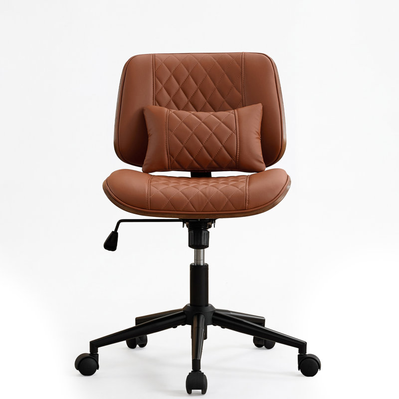 Chaise de bureau ergonomique à hauteur réglable avec accoudoirs et roues, Brun