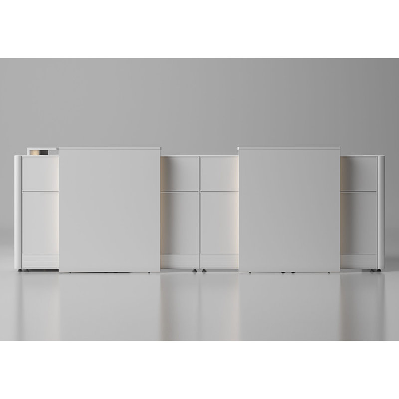 Nasly 2 Person L-Shaped Synthetic Laminate Reception Desk with Power Outlet