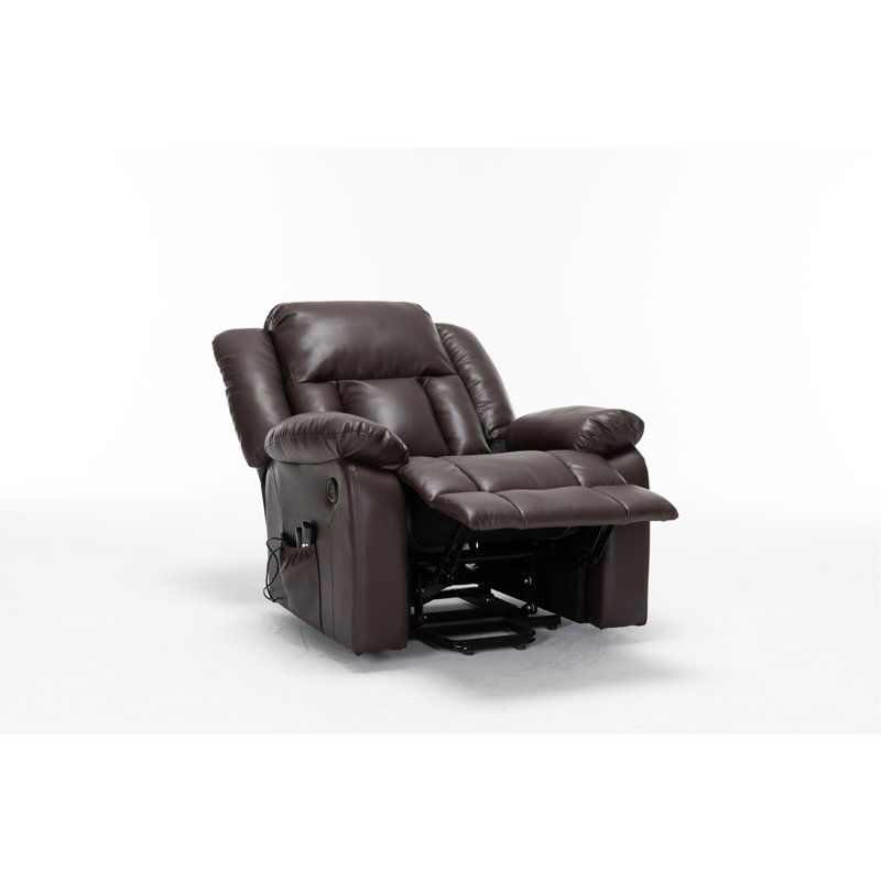 Fauteuil inclinable électrique de massage, fauteuil inclinable en cuir PU, Marron foncé