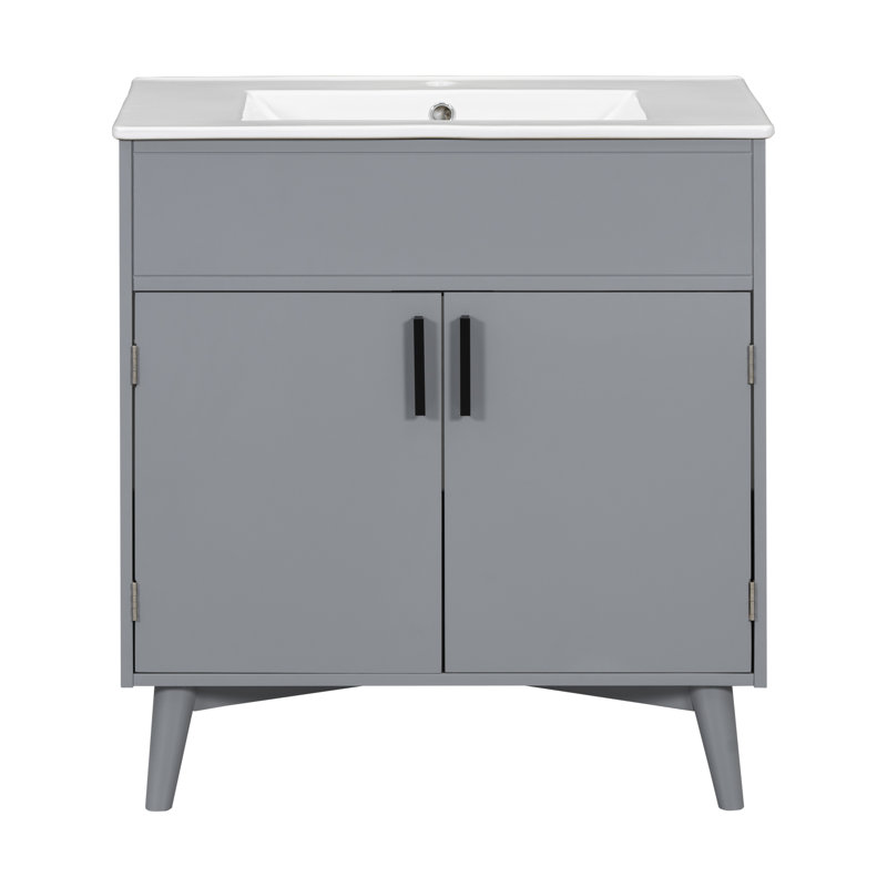 Meuble-lavabo simple 30 po avec plateau en bois manufacturé Hinderk