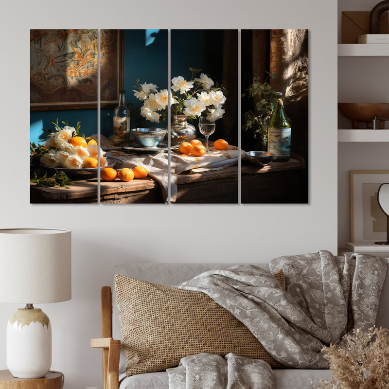 Nature morte, sérénité florale II - ensemble de reproduction d'art floral en métal