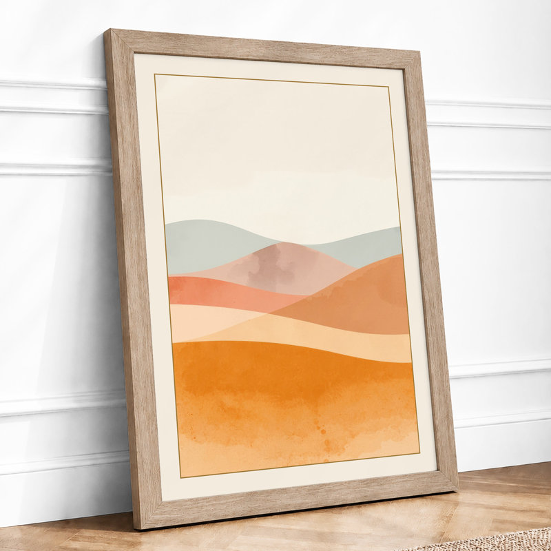 Desert Layers at Dawn Minimalist - Framed Print, Oak, A4 - 29.7 x 21.0 cm