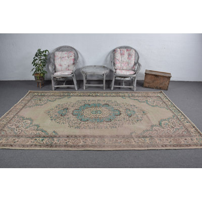 Grand tapis turc Anatolian rétro vert vif parfait pour rehausser les intérieurs de salon