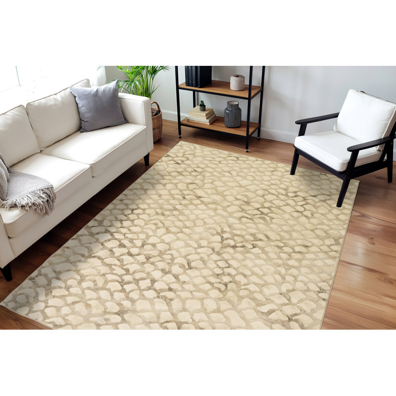 Tapis ivoire à imprimé animal, Rectangle 6 pi 7 po x 9 pi 6 po