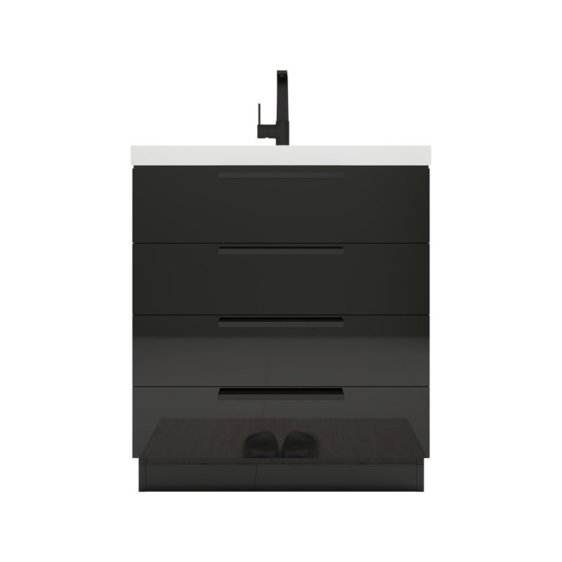 Meuble-lavabo autoportant Carla, 30", Lustre noir