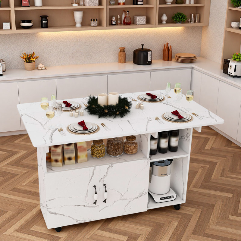 Table pliante multifonctionnelle avec tablettes et roulettes de rangement
