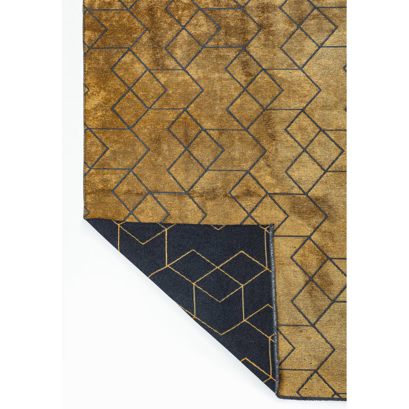 Rapture Geometric Shapes Area Rug in Gold, Rectangle 9' x 12'