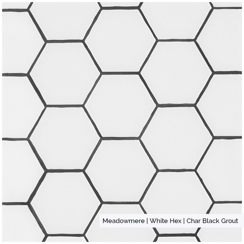 Meadowmere 3" Hexagon Matte Ceramic Tile, Cement White