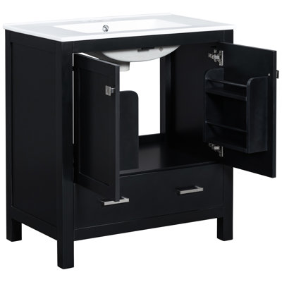 Meuble-lavabo de 60 po, lavabos doubles en céramique, rangement puissant, extérieur élégant - Rehaussez votre armoire de bain, conception élégante intégrée