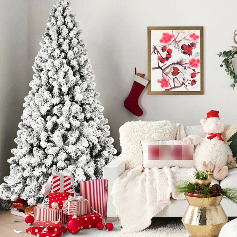 Arbre de Noël enneigé 5 pi avec 200 lumières blanches chaudes, 551 pointes, dépliage automatique et base en métal pour décoration festive