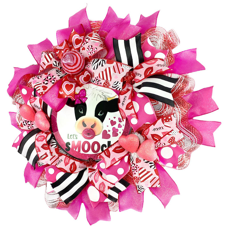 Couronne décorative en filet Let's Smooch Valentines Day 18 "