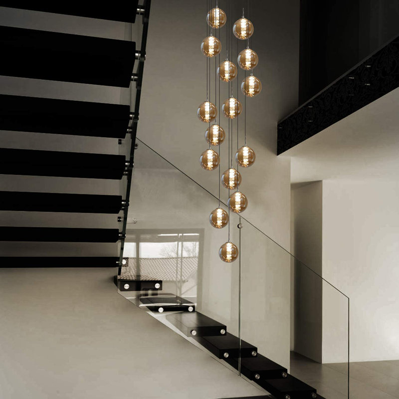 Amice 15 - Light Silver Cluster Pendant, Amber