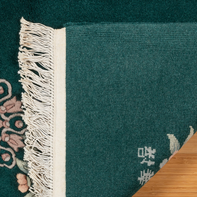 Tapis oriental vert en laine noué à la main à motif oriental Oriental Estate