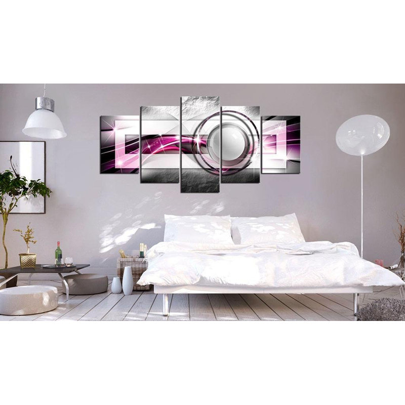 Moderne: rose sur toile, reproduction de 5 pièces, H 40 po x l 80 po x P 0,7 po
