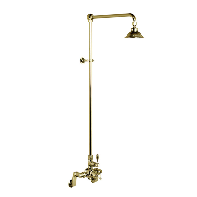 Exposed Thermostatic Shower System (P1130) by Strom Living, Unlacquered Raw Brass
