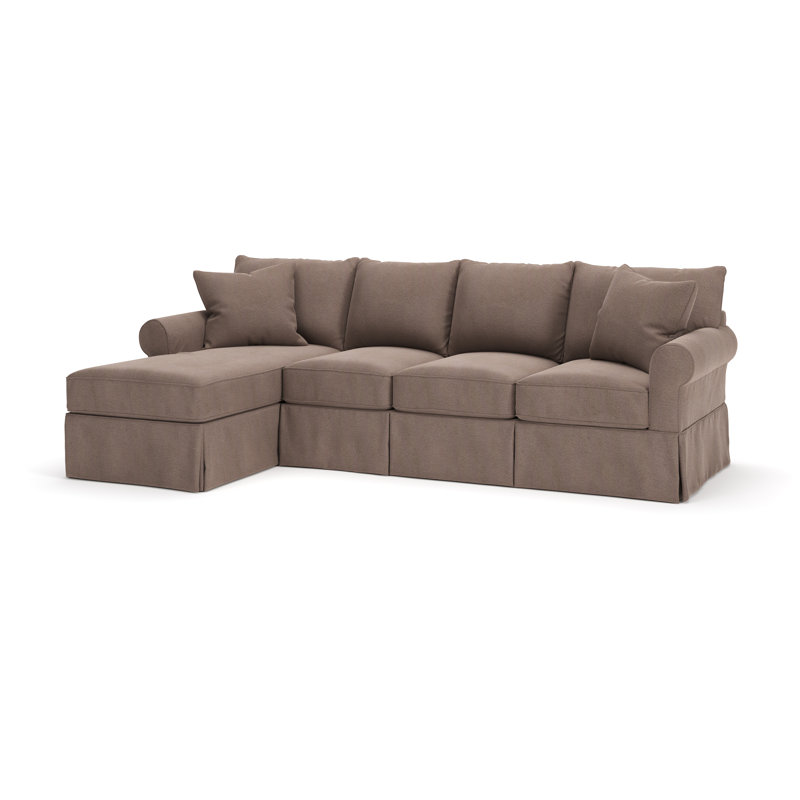 Amari Slipcovered Chaise Sectional, Left Hand Facing, Bella Cocoa Performance Velvet