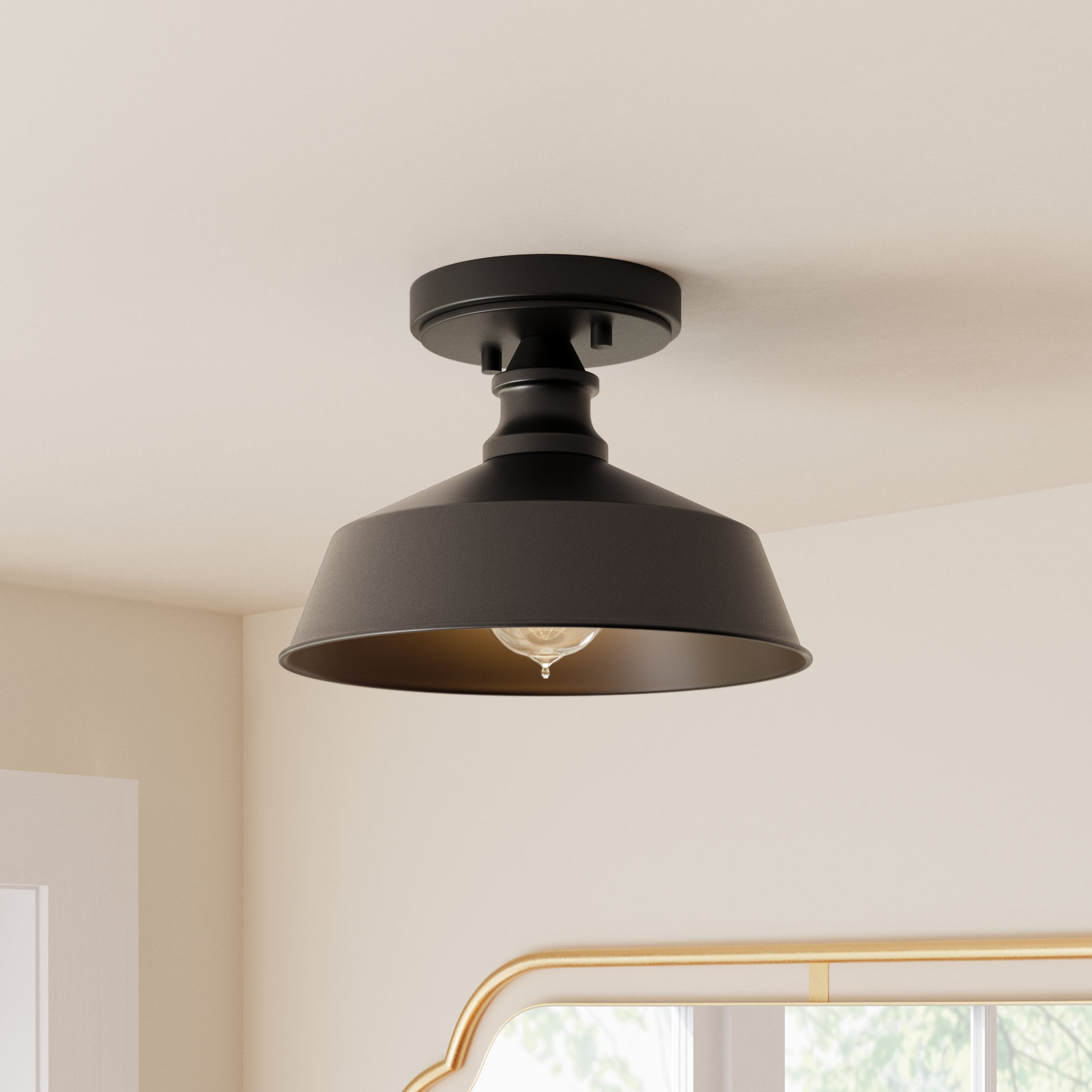 Jeb Single Light Semi Flush Mount, Oil Rubbed Bronze