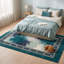 Tapis Calloway moderne à l'aspect vieilli, aquarelle abstraite, bleu sarcelle et blanc, lavable en machine, antidérapant, à poils courts, pour l'intérieur et l'extérieur, adapté aux animaux domestiques, idéal pour le salon, la chambre, la salle à manger, l'entrée, le couloir ou le bureau.-380261955