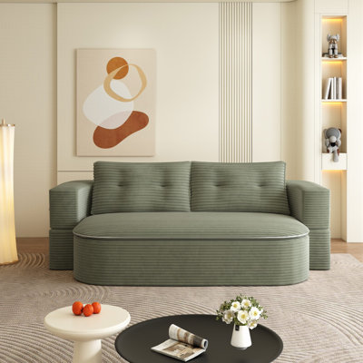 Boneless 78.7" Compression Modern 2-in-1 Foldable Sofa with Functional Blanket and 2 Soft Pillows