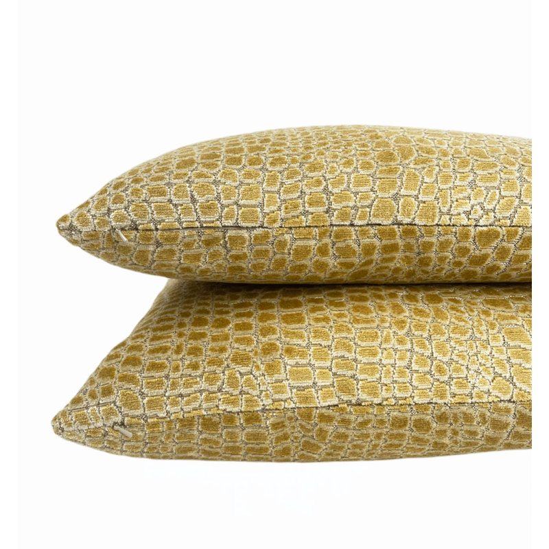 Housse de coussin en velours Pebbles, Or / galets crème, H 22 po x l 22 po