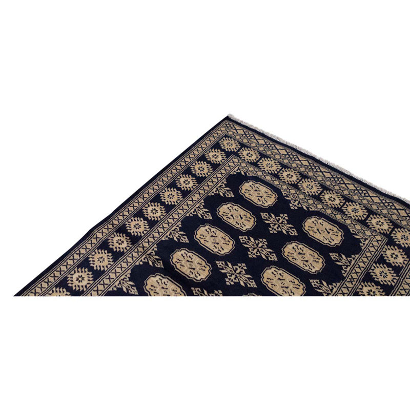 Tapis bleu / beige de haute qualité noué à la main