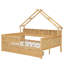 Lit plateforme en bois pleine grandeur avec DEL, tablettes de rangement, tiroirs et garde-corps - Lit peu encombrant pour enfants et adultes-1311503038