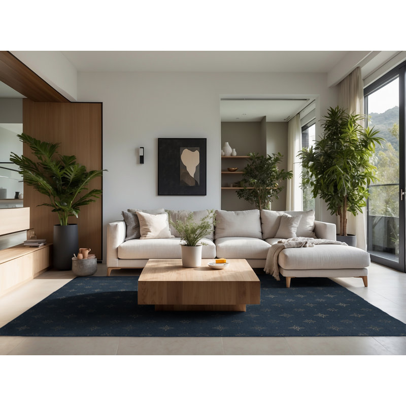 Soft Plush Farrer July 4Th Modern & Contemporary Abstract Area Rug in Gray – Navy Binding, 2x4
