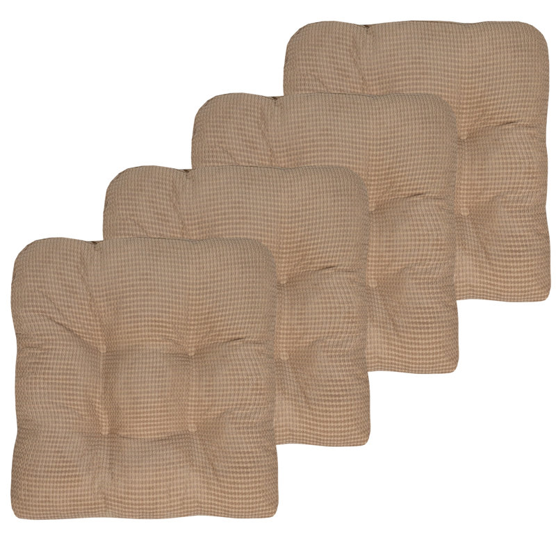 Memory Foam Indoor Tufted  Non Slip Chair Cushion, Taupe, 4