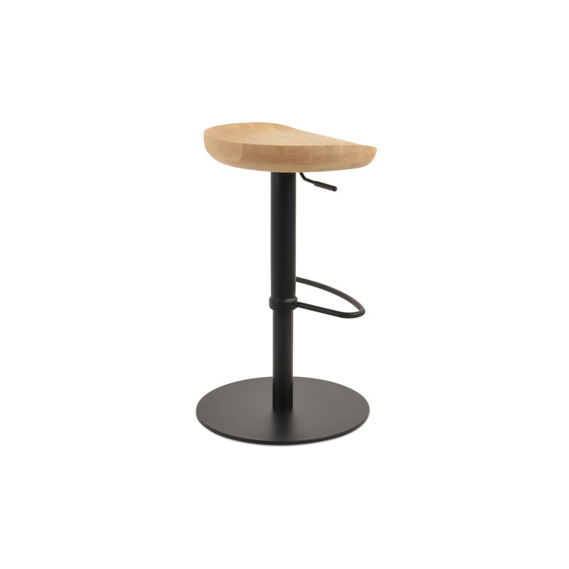 Tabouret de bar pivotant en bois massif Cattelan, Finition frêne naturel, Noir