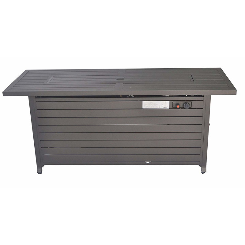 Table de foyer rectangulaire 50000BTU, 57 po au propane, avec couvercle et pare-vent, acier bronze, pour terrasse de jardin, patio, fête, utilisation extérieure, propane 50000BTU et foyer