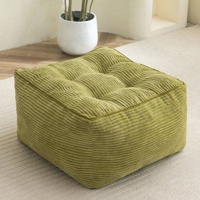 Repose-pieds carré en velours côtelé, grand siège avec coussin de rembourrage en mousse, repose-pieds pour le salon, la chambre à coucher