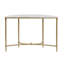 Console Cool, surface en marbre blanc avec pieds dorés brillants et plateau en métal urbain, chic de ville, assemblage requis
