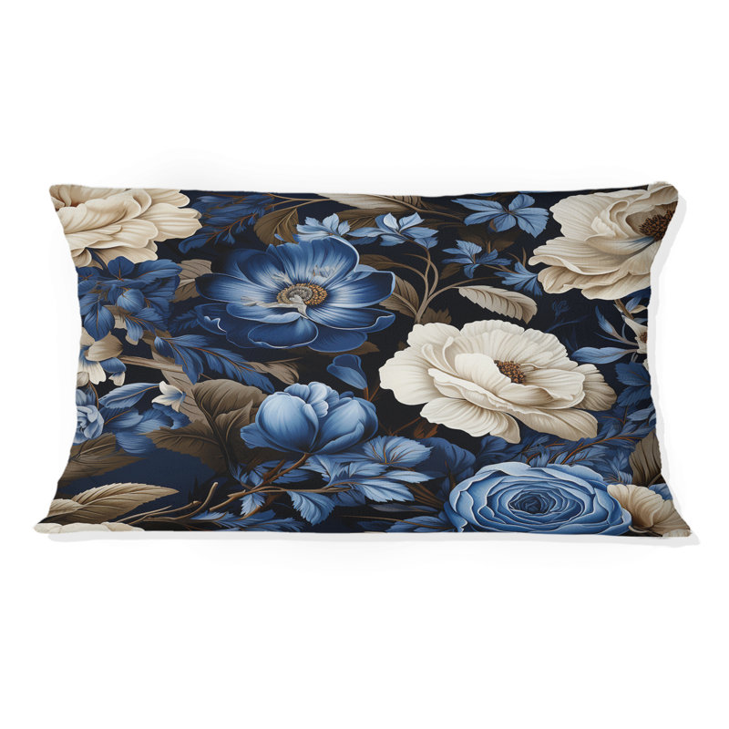 Motif victorien III de Blue Renaissance Roses - coussin à imprimé floral