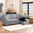 Glenoe Upholstered Pull out Sofa Couch Bed With Storage Chaise-87705619