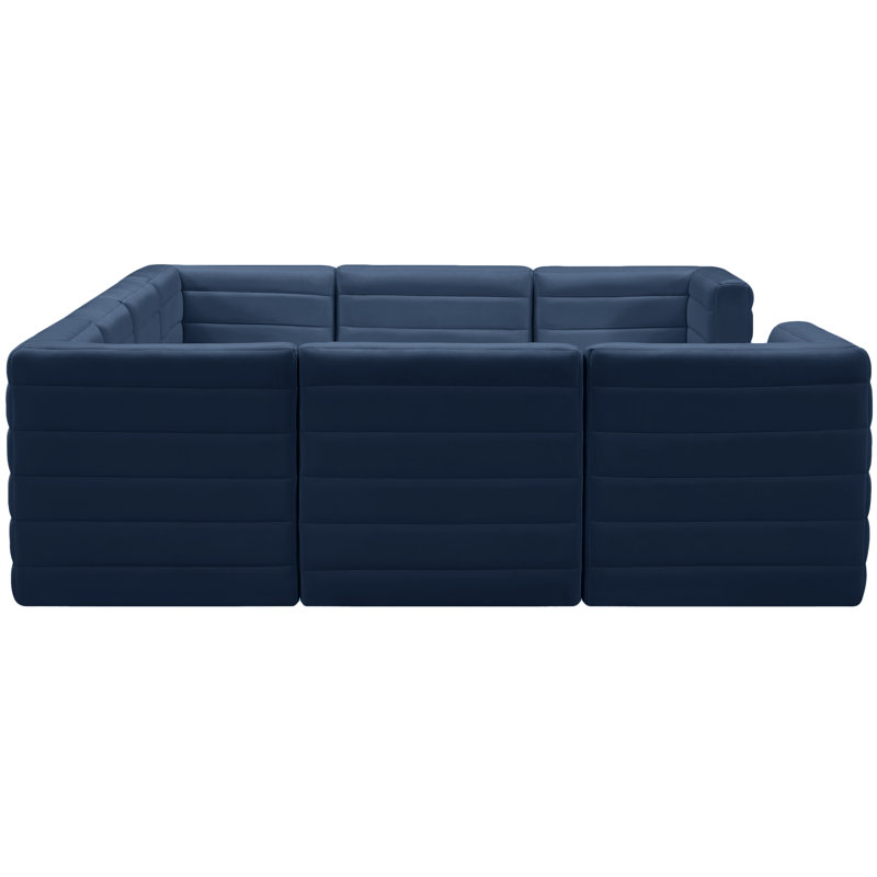 Enso Velvet U-Shaped Sectional Reversible, Navy Velvet