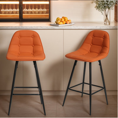 Counter Stools,Set Of 2 Bar Stools With Back And Footrest, Modern Metal Counter Height Barstools For Kitchen Home Bar,25.5"" Armless Barstool Chairs -  George Oliver, 25C9DA1015C34875A1AAED0DC81EDB74