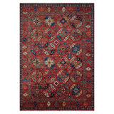 Hand Knotted Wool Southwestern Area Rug in Black/Cream/Red/Blue