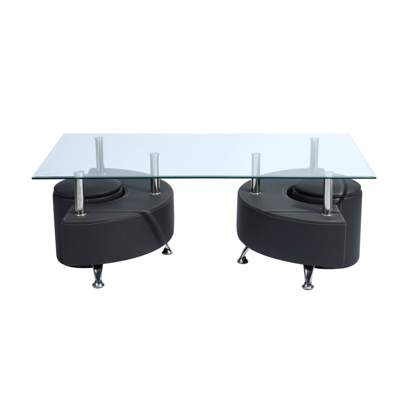Ascencio Abstract Coffee Table with Storage, Anthracite