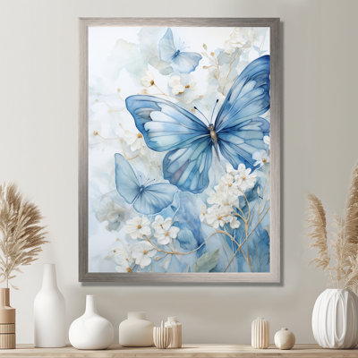 «Treshia Blue Butterfly Whispering Wings II», art mural papillon pour le salon