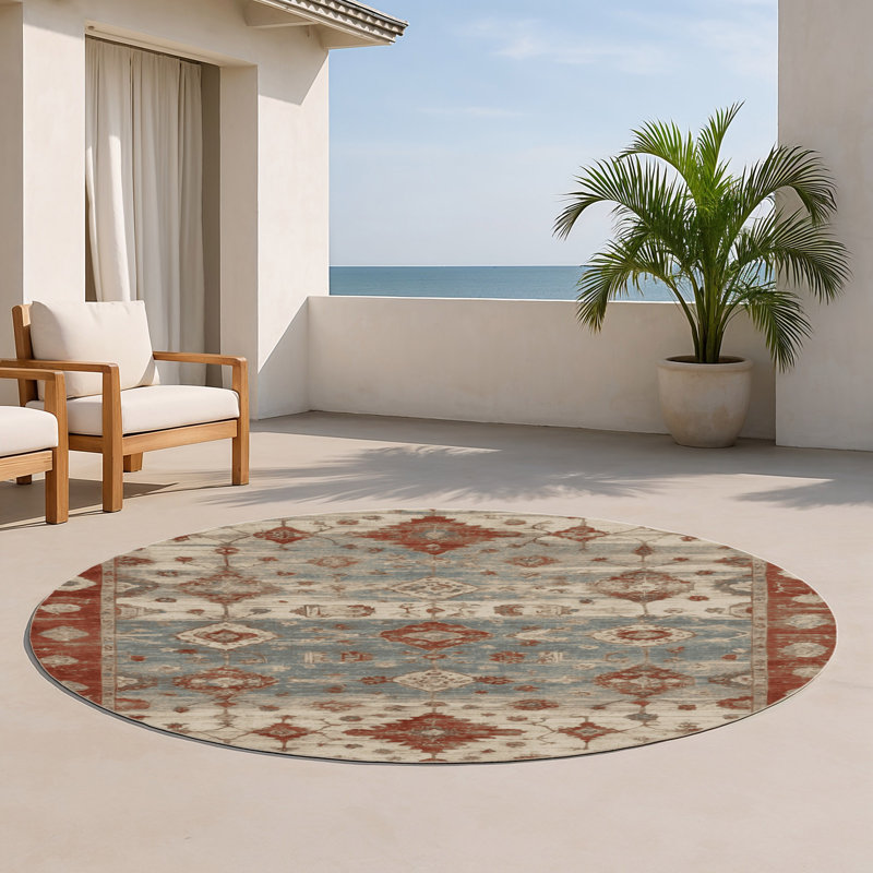 Tapis gris intérieur et extérieur surteint, Rond 5 pi