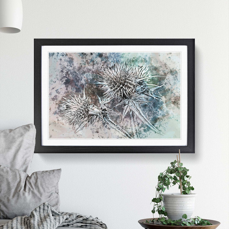 Thistle Flower in Abstract - Framed Print, Black, 35cm H x 50cm W x 2cm D