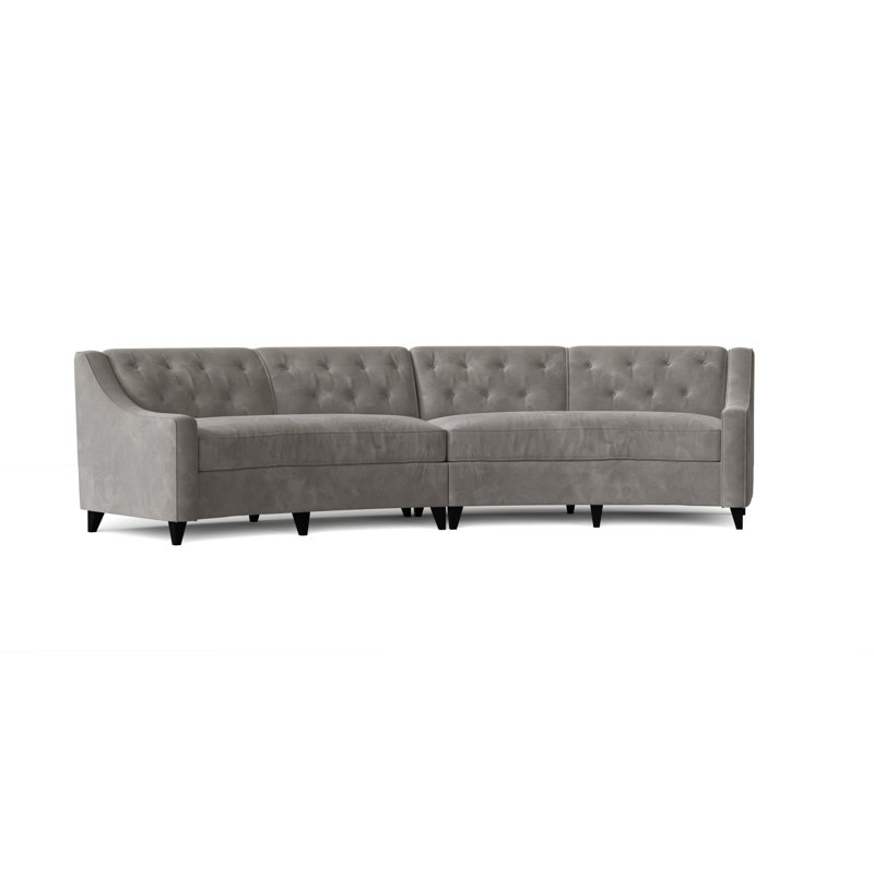 Canapé modulaire de coin symétrique 147 po Charlotte, Velours Bella Dove Performance, Noir, Moyenne