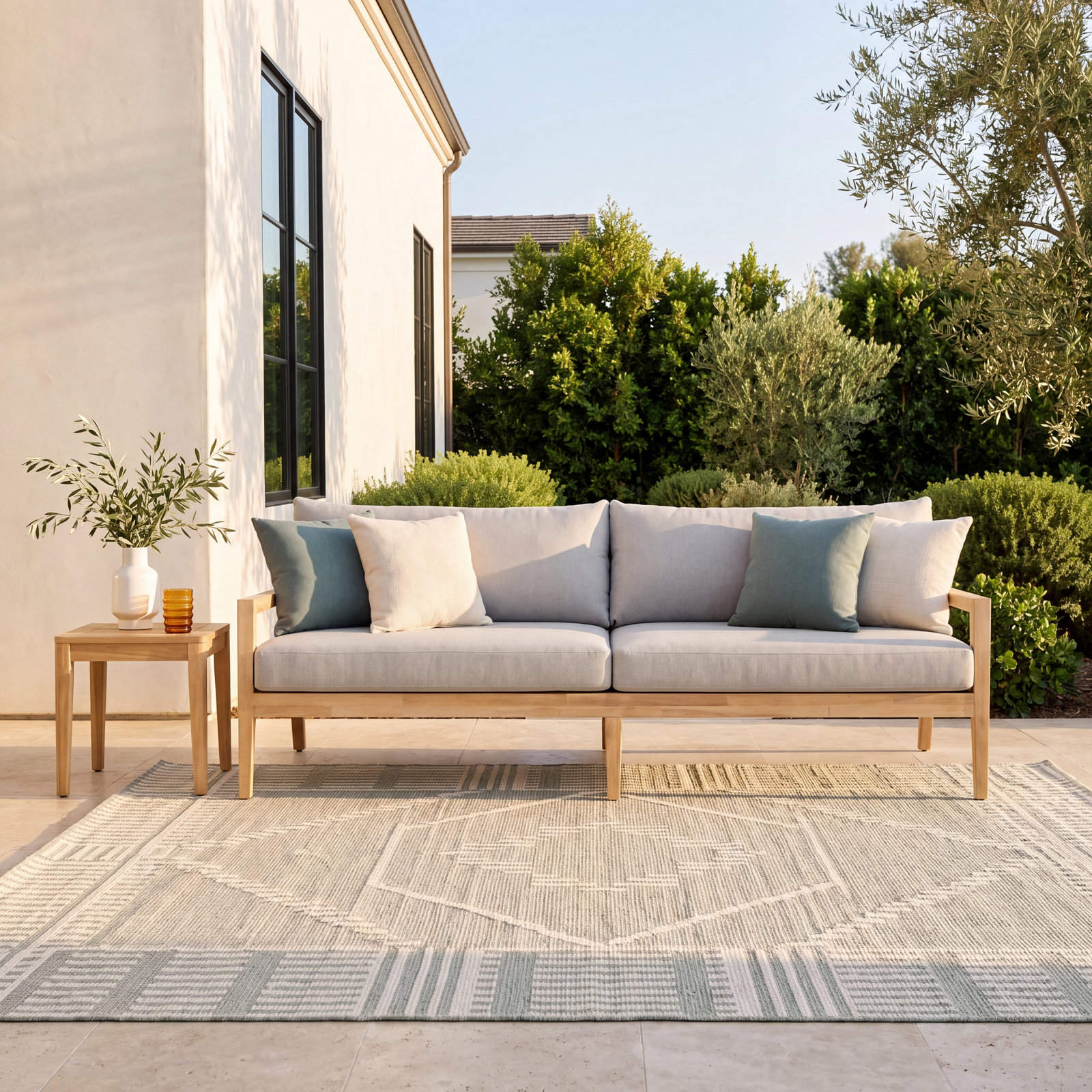 94" Acacia Patio Sofa, Royal Taupe, Teak