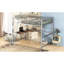 Lit mezzanine double en métal avec bureau et tablette argent