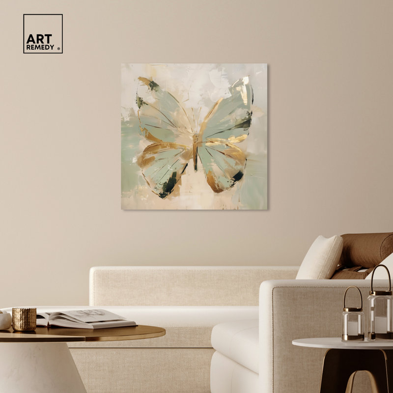 Art mural coloré «Sage Butterfly» par Art Remedy, Toile tendue, H 40 po x l 40 po