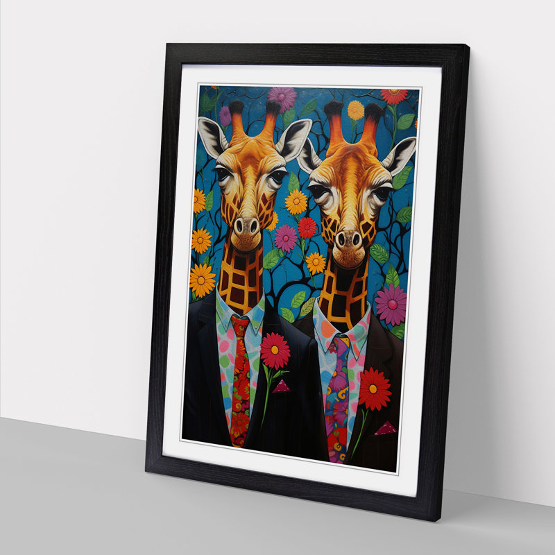 Giraffe Contemporary No.2 - Framed Print, Black, 34cm H x 25cm W x 2cm D